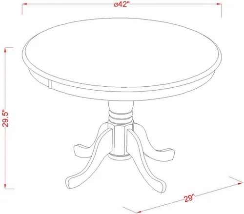 Vista 4 de East West Furniture HLBO3-CAP-C - Juego de mesa de comedor de 3 piezas para espacios pequeños, contiene una mesa de comedor redonda con pedestal y 2