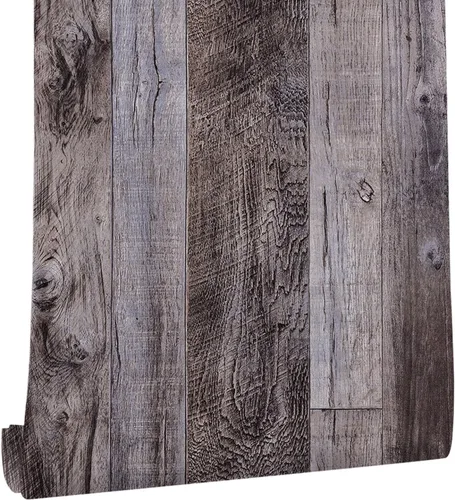 Vista 22 de Yun-aeon Papel de Contacto de Madera Natural Gris Madera Papel Tapiz Despegar y Pegar 17.3" x 80" Autoadhesivo Removible Vintage Imitación Madera
