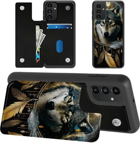 Vista 20 de Funda tipo cartera para Samsung Galaxy A14 5G con tarjetero y bloqueo RFID, piel sintética suave, función atril, cierre magnético, funda delgada