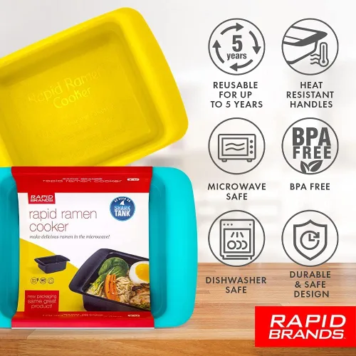 Vista 5 de Rapid Ramen Cooker Utensilios de cocina para microondas para ramen instantáneo Sin BPA y apto para lavavajillas Perfecto para dormitorio Negro