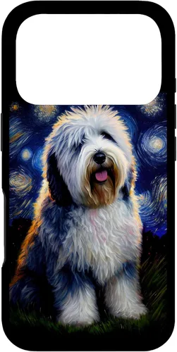 Vista 30 de Old English Sheepdog in Starry Night Painting Dog Mom Dad Case for iPhone 17