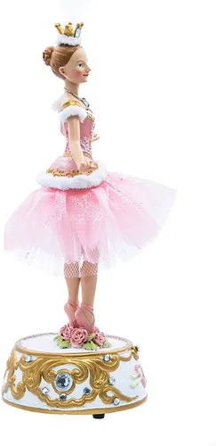 Vista 4 de Kurt Adler T2274 - Figura de bailarina rosa de 10 pulgadas con base musical
