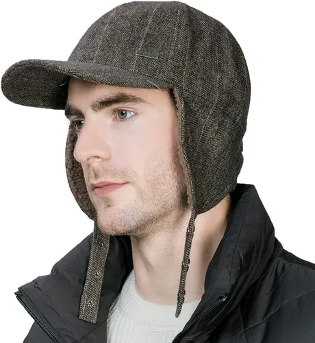 Vista 7 de Jeff & Aimy Gorra de béisbol unisex de invierno con orejeras trampero de caza, sombrero de esquí, 21.3-24.4 in