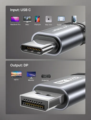 Vista 6 de JSAUX Cable USB C a DisplayPort 1.4 [8K @60Hz, 4K @144Hz, 2K @240Hz] USB C a Displayport compatible con MacBook Pro/Air de 32.4 Gbps