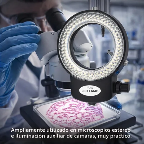 Vista 7 de Lámpara de anillo de cámara de microscopio 144 cuentas LED Fuente de luz Brillo Control variable ajustable Iluminación sin sombras