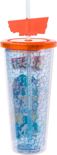 Vista 2 de Silver Buffalo Disney Una Loca Aventura de Goofy con Goofy, Max Goof, Roxanne y Bobby Zimuruski - Vaso de plástico para bebidas frías con tapa