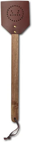 Vista 6 de Outset 76616 Matamoscas de madera de acacia y cuero estilo amish, 17.5 pulgadas, marrón