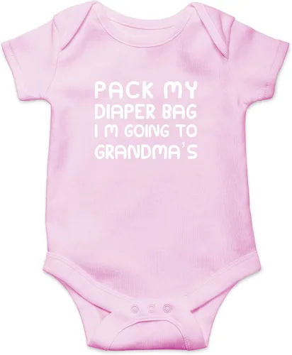 Vista 5 de CBTwear Pack My Diaper Bag, I'm Going To Grandma's House Baby Bodysuit - Linda ropa unisex para recién nacido