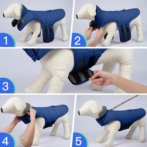Vista 7 de MIGOHI - Abrigo de invierno cálido para perros - Chaqueta de invierno para perro, chaleco reflectante con forro polar, resistente al viento