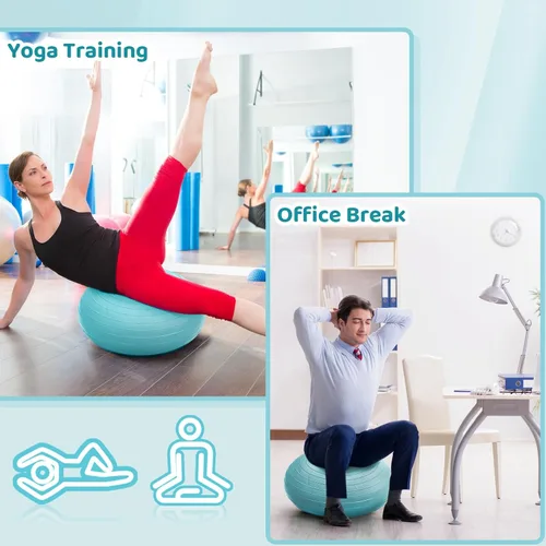 Vista 6 de Lewtemi - Asiento flexible para aula de 20 pulgadas, silla de bola de yoga inflable grande tipo dona, silla de ejercicios con cojín y asiento