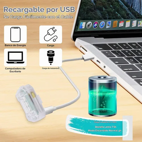 Vista 7 de 4 luces estroboscópicas LED inalámbricas con control remoto, 8 colores recargable por USB, luz de advertencia anticolisión, luces LED inalámbricas