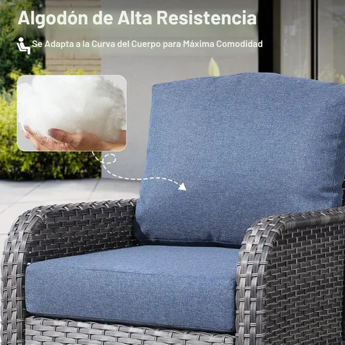 Vista 5 de ovios - Juego de muebles de patio de 2 piezas, sofá de mimbre para exteriores con sillas, silla de ratán con respaldo alto con cómodos cojines