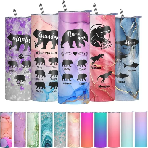 Vista 7 de Vaso personalizado con imagen personalizada con tapa de nombres de fotos y pajita, vasos delgados personalizados para mujeres y hombres, Navidad