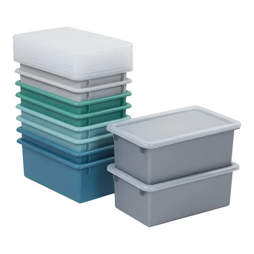 Vista 15 de ECR4Kids Cubo de almacenamiento con tapa, organización multiusos, surtido Plástico duradero, certificado GREENGUARD Gold, capacidad de 7 cuartos