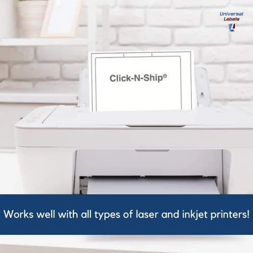 Vista 4 de 100 etiquetas para envíos clics con recibo de arranque para imprimir franqueos en línea. Universal Labels® Tear Off Receipt, Self Adhesive, For
