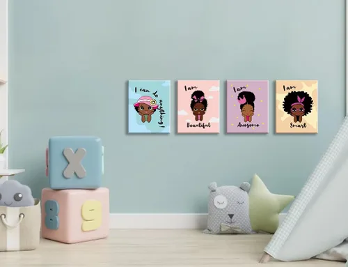 Vista 2 de Lienzo enmarcado para pared, póster motivacional de niña negra, pintura artística de niña afroamericana, arte de pared inspirador de niña negra