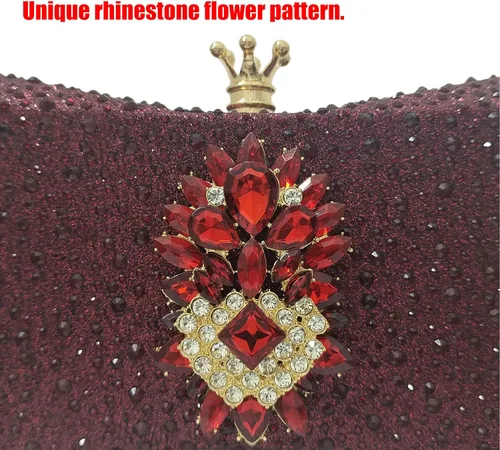 Vista 3 de HUANG ZHUANG Bolso de noche con diamantes de imitación y purpurina para mujer, bolso de noche para fiesta, boda, lindo bolso
