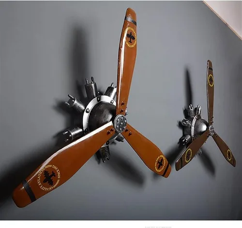 Vista 5 de Hélice de avión negro decoración de pared, estilo industrial retro montaje en pared KTV hélice mecánica, escultura de pared de hierro forjado 3D