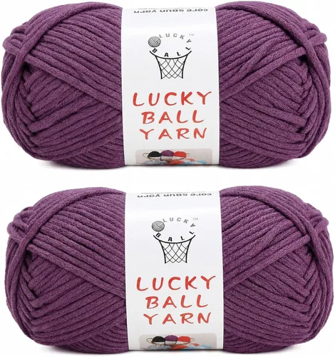 Vista 25 de LUCKY BALL Hilo para ganchillo, 3.53 oz/109 yardas, 70% algodón, 30% nailon, #5, hilo de tubo voluminoso para tejer, para bolsos, sombreros