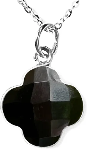 Vista 73 de Genuine Gemstone Necklace, Carved Four Leaf Clover Shape, Amethyst, Moonstone, Amazonite, Tourmaline, Labradorite, 925 Sterling Silver Jewelry