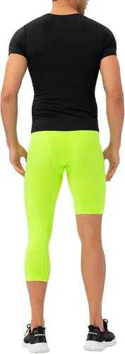 Vista 59 de Pantalones de compresión de 3/4 de una pierna para hombre, mallas de baloncesto atléticas para correr, leggings deportivos de capa base capri