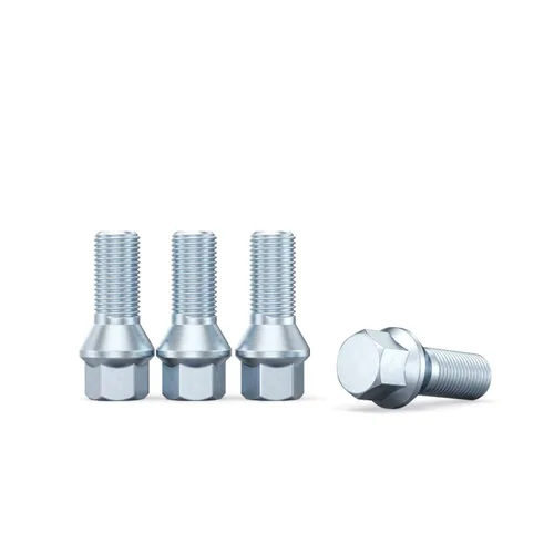 Vista 7 de 10 piezas de birlos plateados de 12 x 1.5 (longitud de vástago de 26 mm, base cónica) de longitud OEM - Compatibles con BMW 128i 135i 318i 320i 325i