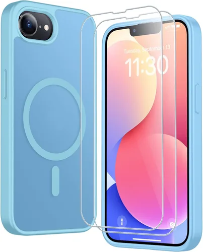 Vista 220 de SPIDERCASE Funda magnética translúcida diseñada para iPhone 11, con 2 protectores de pantalla de vidrio templado, antihuellas, para iPhone 11 de 6.1