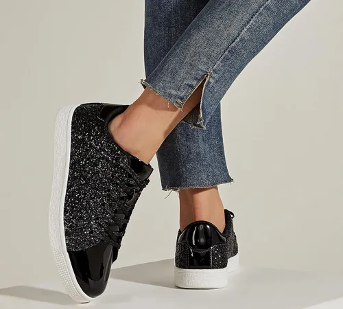 Vista 7 de LUCKY STEP - Tenis de moda para mujer, con brillantina y cordones