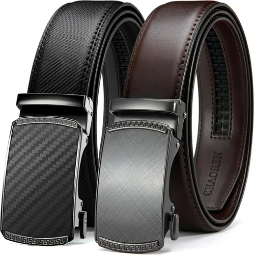 Vista 7 de CHAOREN Mens Belt Leather Ratchet Belt 2 Pack - Customizable Fit, Effortless Style (35mm)