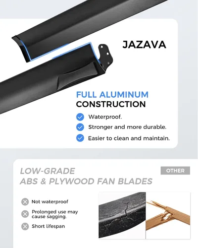 Vista 5 de Ventilador de techo industrial de 72 pulgadas sin luz, modelo negro mate para exteriores para áreas cubiertas, 8 cuchillas de aluminio, flujo