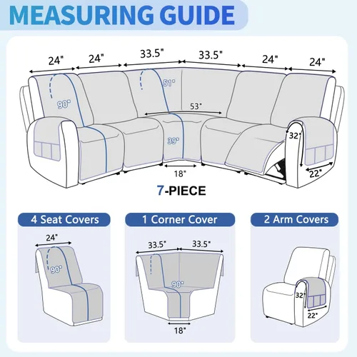 Vista 3 de ALIECOM Fundas de sofá modular reclinable en forma de L, 100% impermeables, fundas para sofá seccional, fundas lavables con estampado, protector