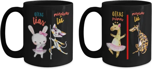 Vista 3 de Regalo para tias Taza de cafe para primas Perfecto regalo para navidad, graduados, profesionales y estudiantes Vaso con afirmaciones Negro