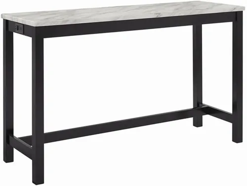 Vista 4 de New Classic Furniture Celeste - Juego de mesa de bar de mármol sintético con 3 taburetes de bar, terciopelo azul con base negra
