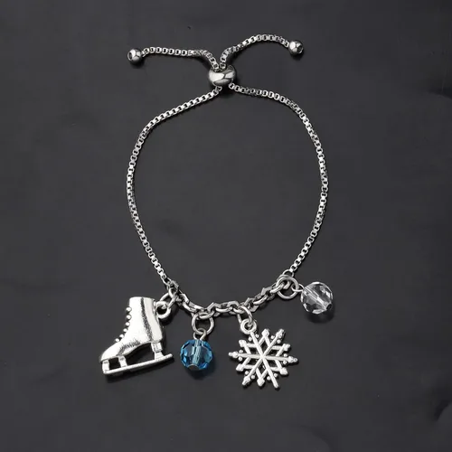 Vista 2 de UJIMS Pulsera con dije de hielo, regalo para amantes del anime, regalo de patinaje artístico para mejores amigos, amantes del patinaje, regalos