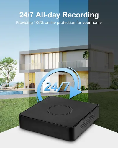 Vista 10 de Sistema de cámara de seguridad con cable de 1080P, DVR de vigilancia CCTV AIWIXEN 8CH con disco duro de 1 TB, 4 x cámaras de seguridad con cable