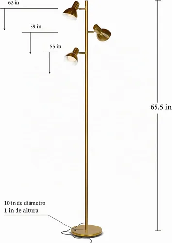 Vista 2 de Brightech Ethan - Lámpara de pie regulable para lectura de dormitorio y decoración de sala de estar, moderna lámpara LED de árbol alto para oficinas