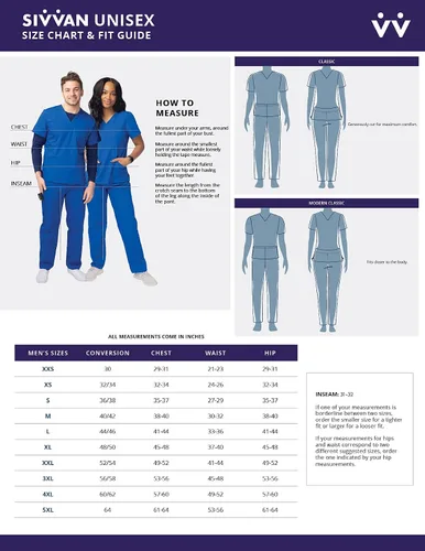 Vista 6 de Sivvan Unisex Scrubs - Classic V-Neck Top & Drawstring Pants Scrub Set