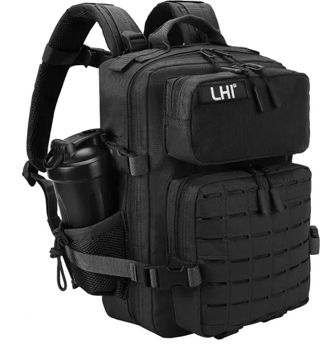 Vista 9 de LHI - Mochila táctica militar para hombre, 25/45 L, mochila grande Molle del ejército, mochila de asalto de 3 días, para senderismo