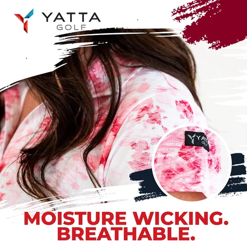 Vista 4 de YATTA GOLF Polo de golf para mujer, resistente a las arrugas, absorbe la humedad y cuello en V para mujer