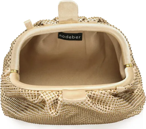 Vista 7 de Bolso de mano con marco de cristal con diamantes de imitación, bolso de embrague plisado para mujer