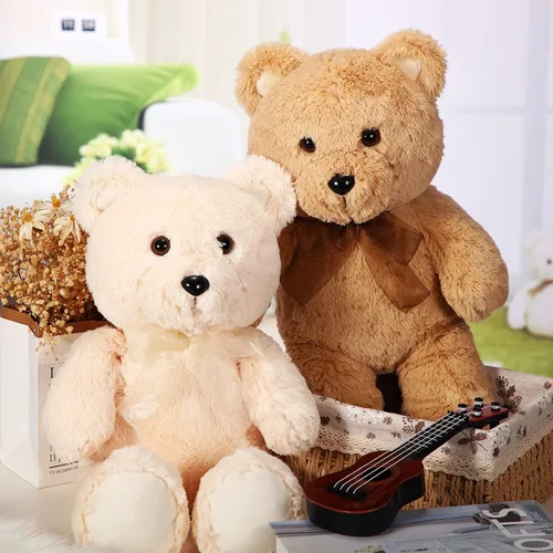 Vista 4 de HyDren 2 juguetes de peluche de osos de 18 pulgadas, regalo para novia, oso de peluche con lazos rellenos para cumpleaños, boda, fiesta