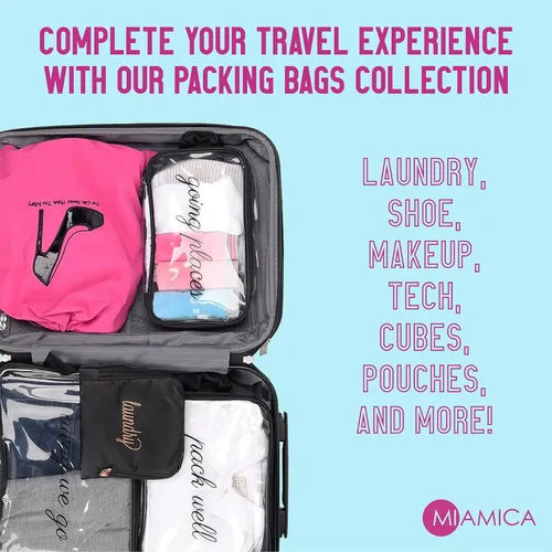 Vista 5 de Miamica - Bolsa de viaje para ropa sucia estampado con texto impreso en inglés Dirty Laundry RosaRebel Fun M50000