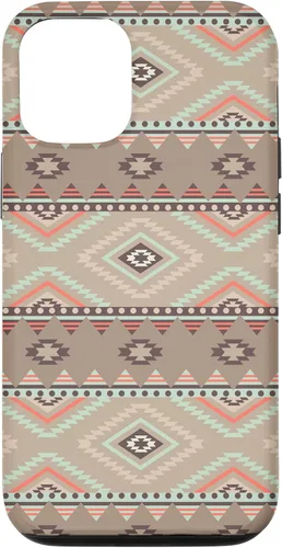 Vista 28 de Funda rústica para iPhone 16 con patrón azteca occidental bohemio