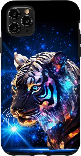Vista 11 de Funda para iPhone 14 Cosmic Silver Tiger Blue Star Wild Animal Safari