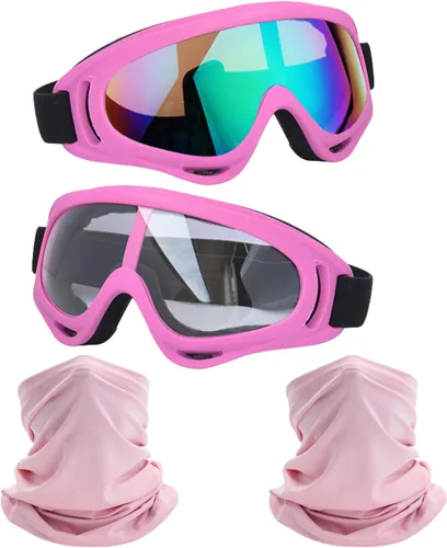 Vista 27 de LJDJ Motorcycle Goggles 2 Pack Dirt Bike with Neck Breathable Bandana Mask