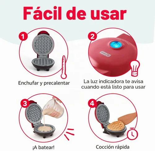 Vista 6 de Dash Mini waflera, superficie de cocción antiadherente de cerámica de 4 Aguamarina