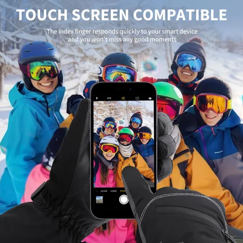 Vista 2 de BOSONER Guantes de esquí y snowboard, guantes impermeables de invierno, guantes de nieve para pantalla táctil para clima frío, para hombres