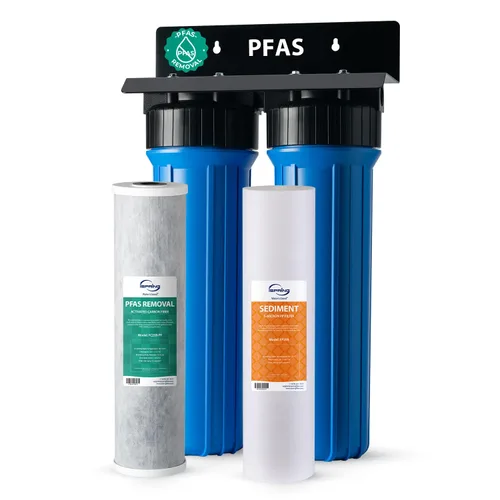 Vista 15 de iSpring WGB22B - Sistema de filtración de agua de 2 etapas para toda la casa, filtros de bloque de sedimentos y carbono de 20 x 4.5 pulgadas