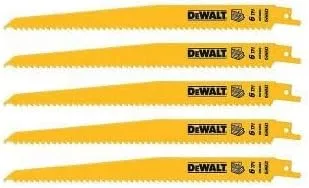 Vista 6 de DEWALT Reciprocating Saw Blades, Tapered Back, Bi-Metal, 9-Inch 6-TPI, 5-Pack (DW4803)