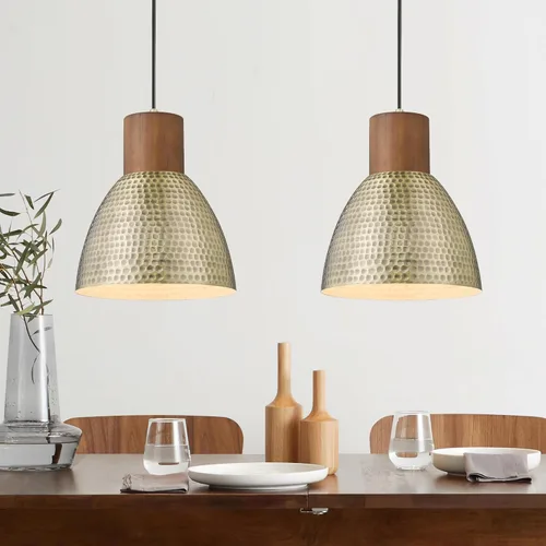 Vista 9 de ELYONA - Lámpara colgante vintage martillada, accesorios de iluminación colgante de 10.2 pulgadas, lámpara de barra de metal industrial, lámpara